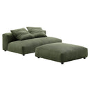 Solace Modular Corduroy Upholstered Armless Loveseat and Ottoman Set by HouseOfZazla