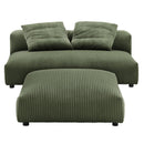 Solace Modular Corduroy Upholstered Armless Loveseat and Ottoman Set by HouseOfZazla