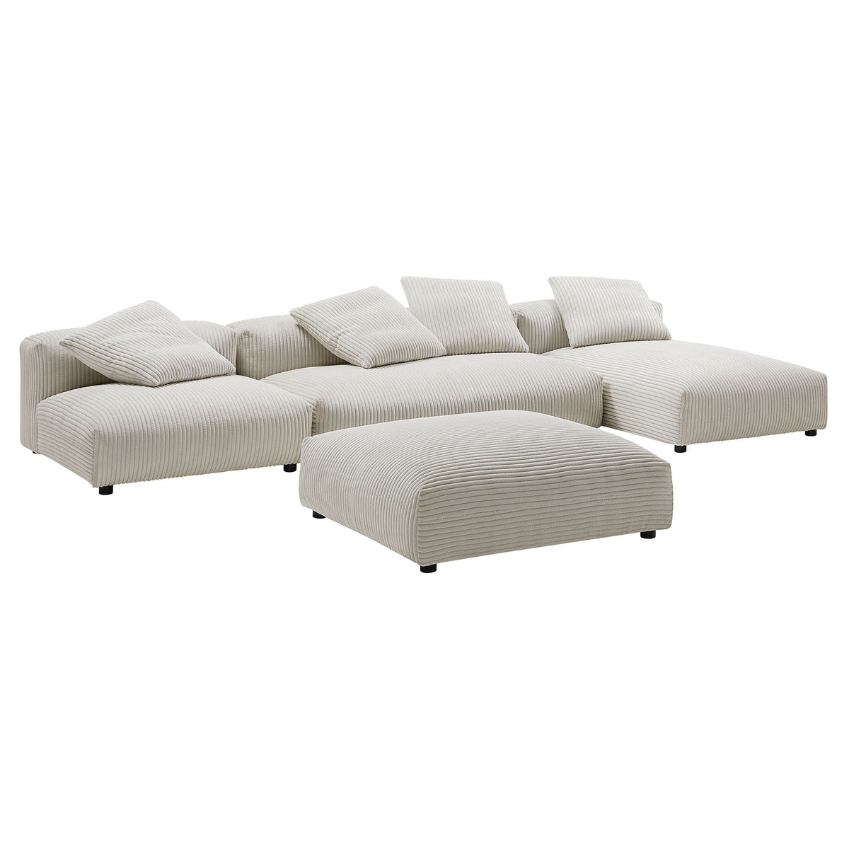 Solace 4-Piece Modular Corduroy Upholstered Sectional Sofa With Ottoman, photo 14 of 14