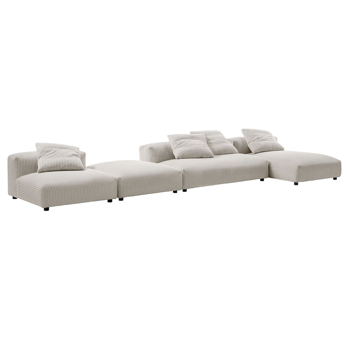 Solace 4-Piece Modular Corduroy Upholstered Sectional Sofa With Ottoman, photo 12 of 14