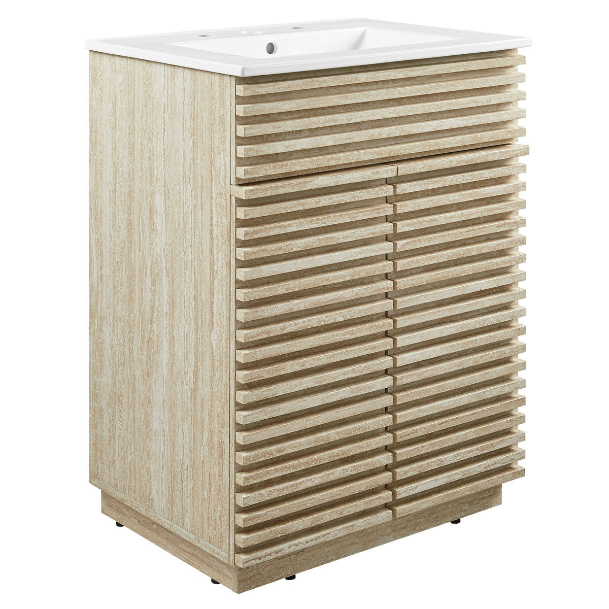 Render 24" Faux Travertine Bathroom Vanity With Sink by Modway