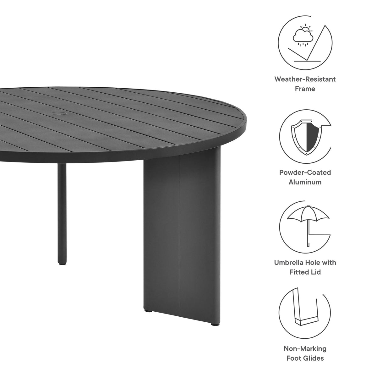 Tahoe Round Outdoor Patio Aluminum Dining Table by Modway, photo 2 of 7