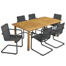 Abacus 7-Piece Rectangular Outdoor Patio Aluminum Dining Table Set with Rattan Armchairs by HouseOfZazla