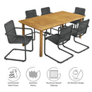 Abacus 7-Piece Rectangular Outdoor Patio Aluminum Dining Table Set with Rattan Armchairs by HouseOfZazla