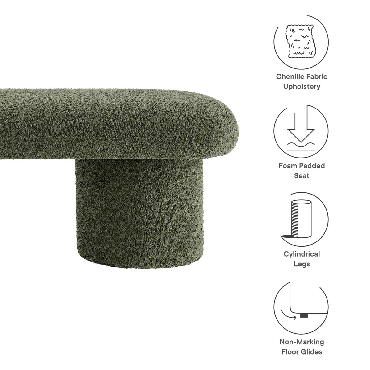 Orla Chenille Upholstered Bench by Modway, photo 2 of 14