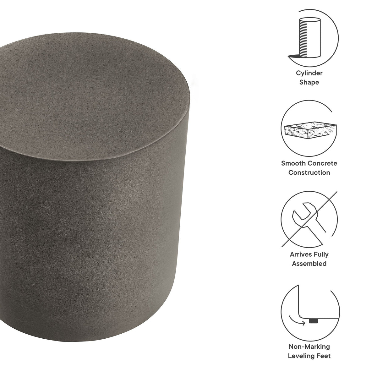 Brion Indoor-Outdoor Patio Concrete Stool by Modway, photo 3 of 14
