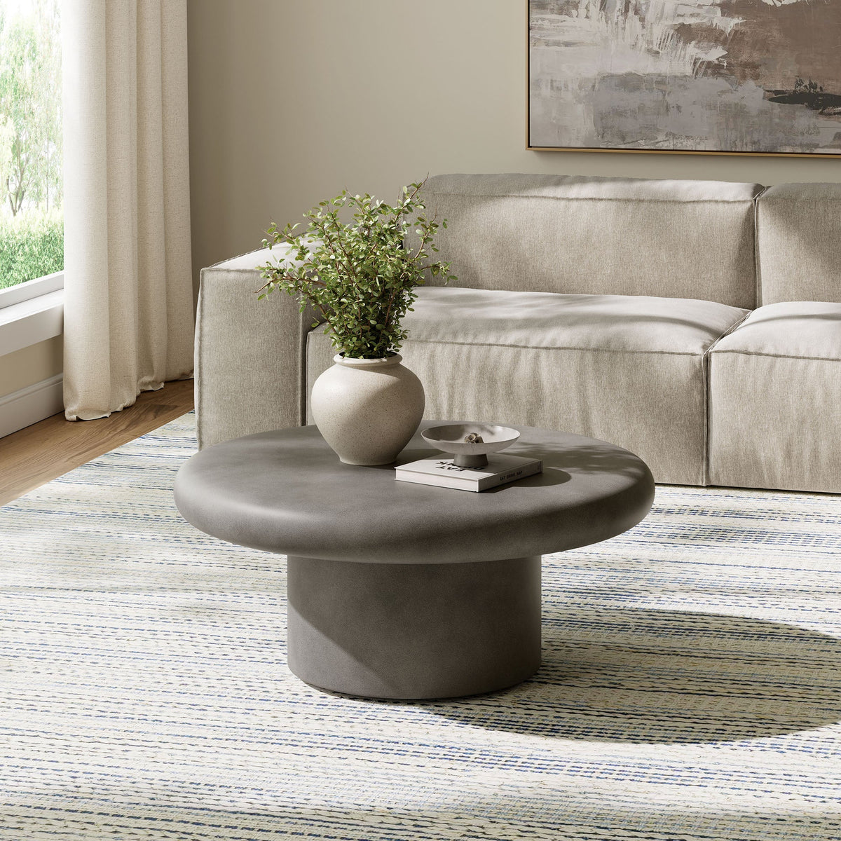 Argos Indoor-Outdoor Patio Concrete Round Coffee Table by Modway, photo 6 of 14