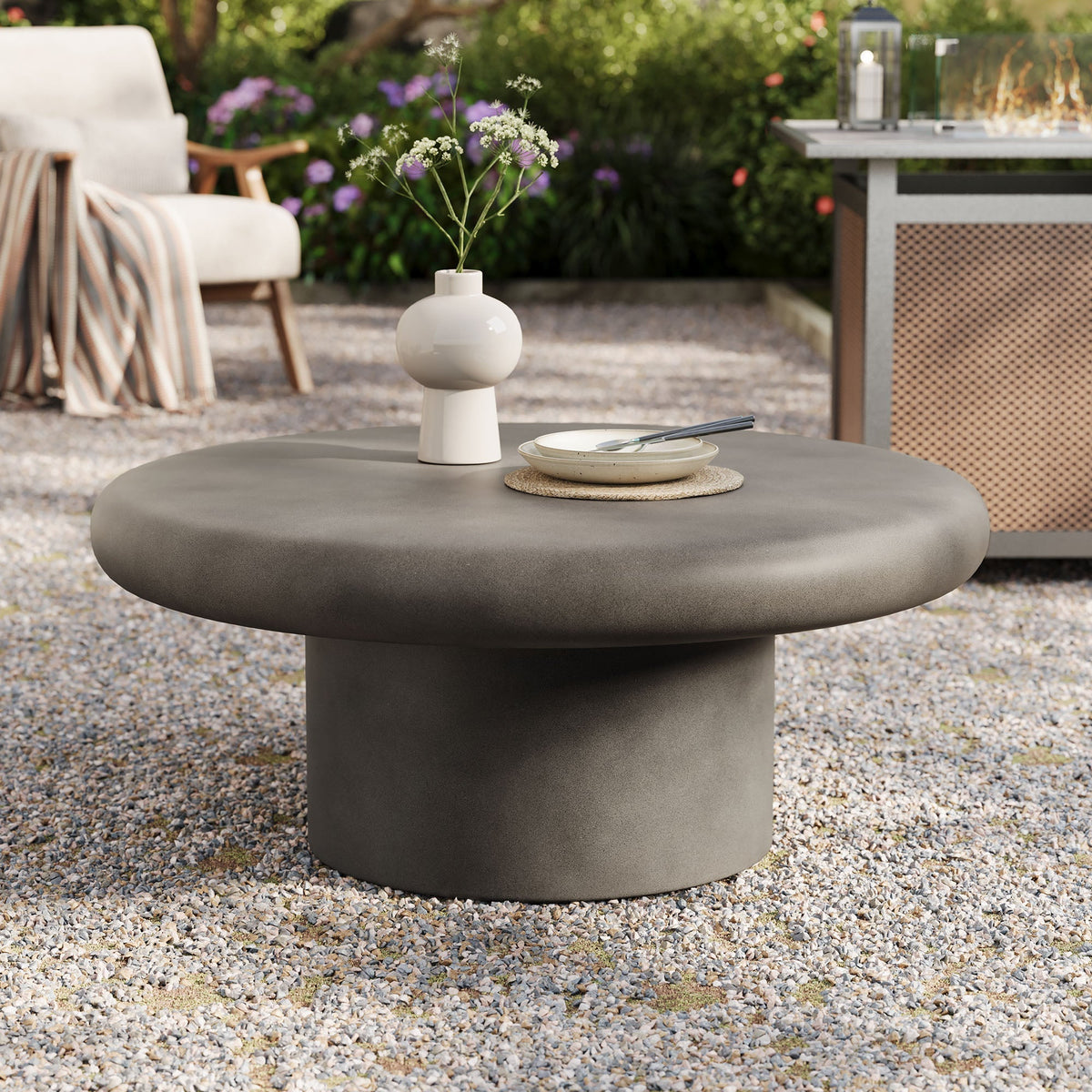 Argos Indoor-Outdoor Patio Concrete Round Coffee Table by Modway, photo 7 of 14