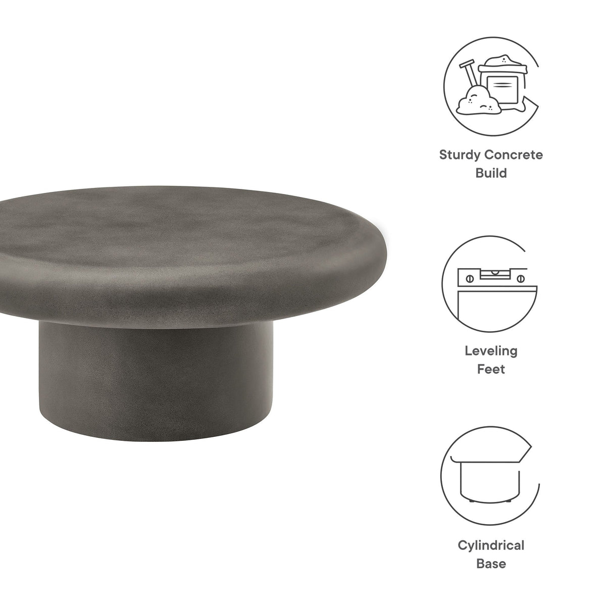 Argos Indoor-Outdoor Patio Concrete Round Coffee Table by Modway, photo 3 of 14