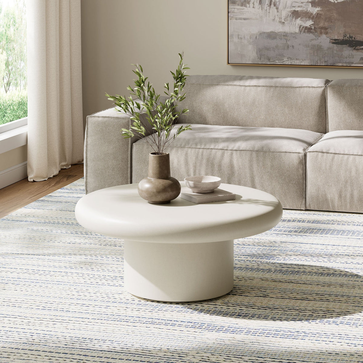 Argos Indoor-Outdoor Patio Concrete Round Coffee Table by Modway, photo 9 of 14