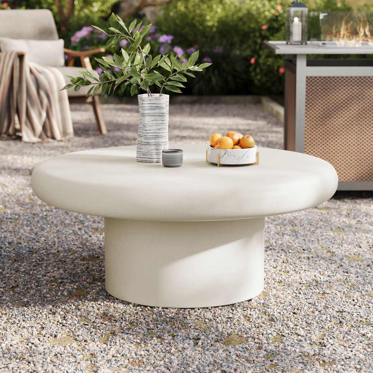 Argos Indoor-Outdoor Patio Concrete Round Coffee Table by Modway, photo 8 of 14