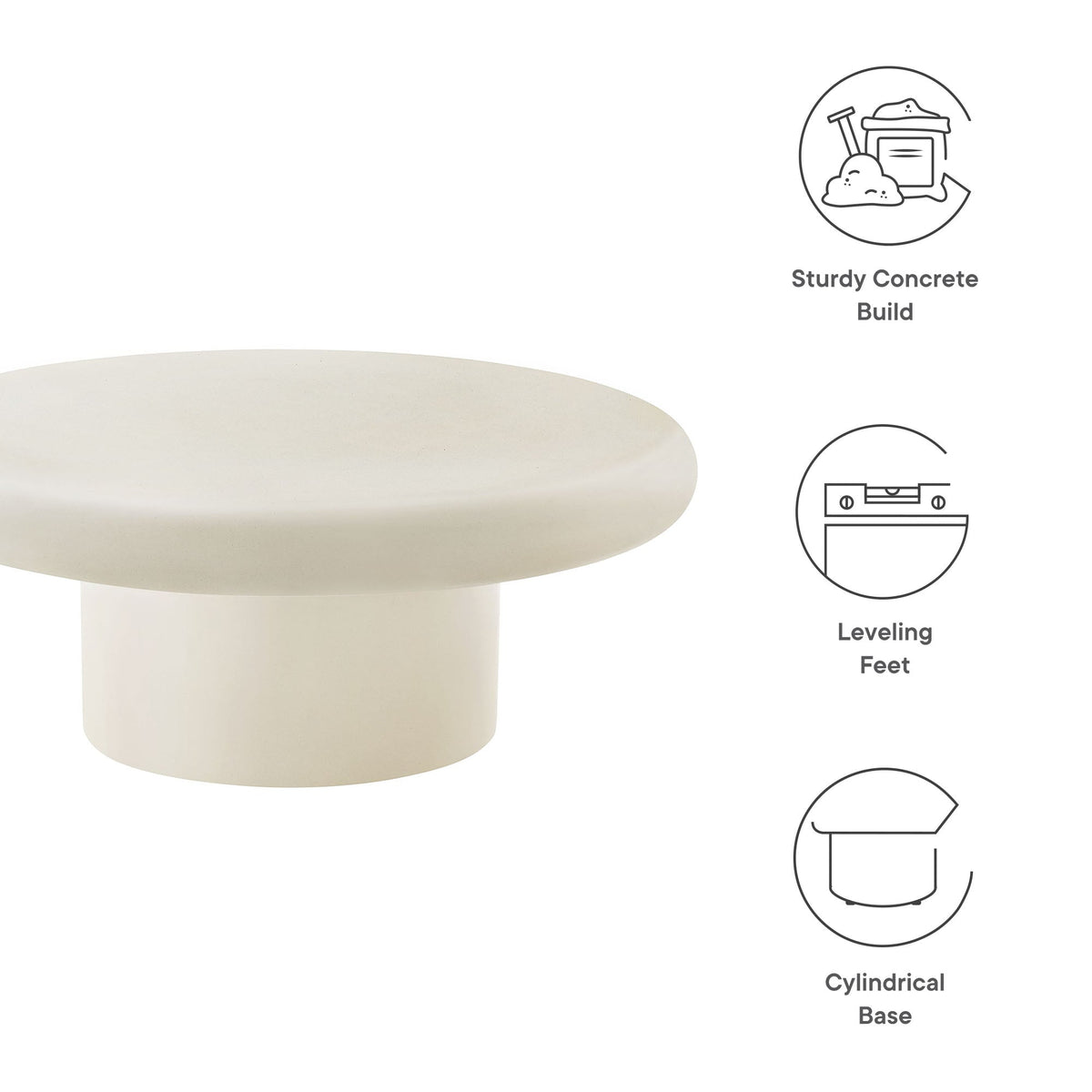 Argos Indoor-Outdoor Patio Concrete Round Coffee Table by Modway, photo 12 of 14