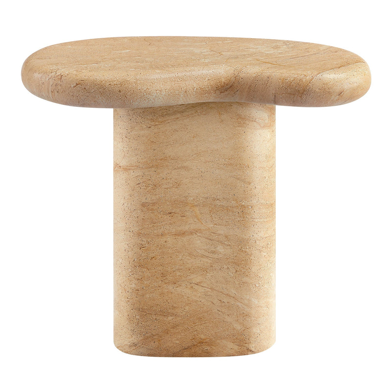 Elowen Indoor Outdoor Patio Textured Faux Travertine Side Table, photo 7 of 7