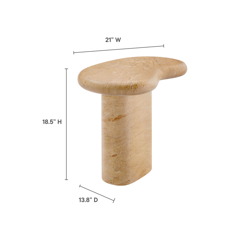Elowen Indoor Outdoor Patio Textured Faux Travertine Side Table, photo 2 of 7