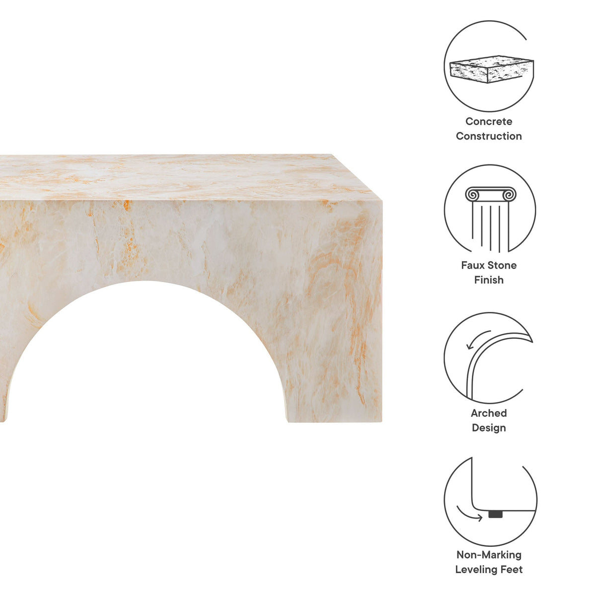 Valen Indoor - Outdoor Patio Arched Concrete Coffee Table by Modway, photo 12 of 14