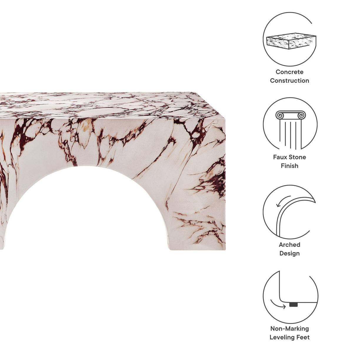 Valen Indoor - Outdoor Patio Arched Concrete Coffee Table by Modway, photo 3 of 14