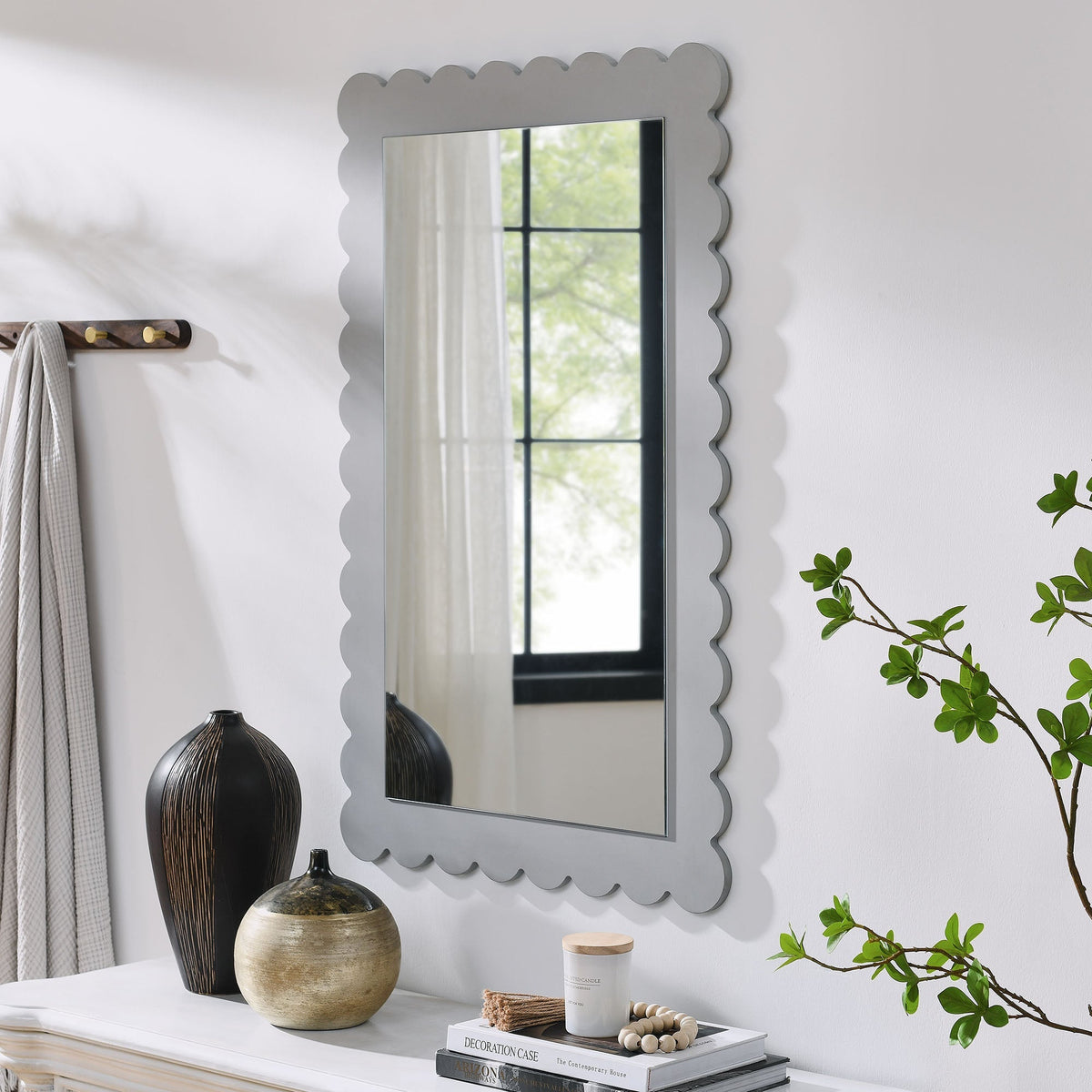 Emmeline Scalloped Rectangle Wall Mirror by Modway, photo 7 of 21