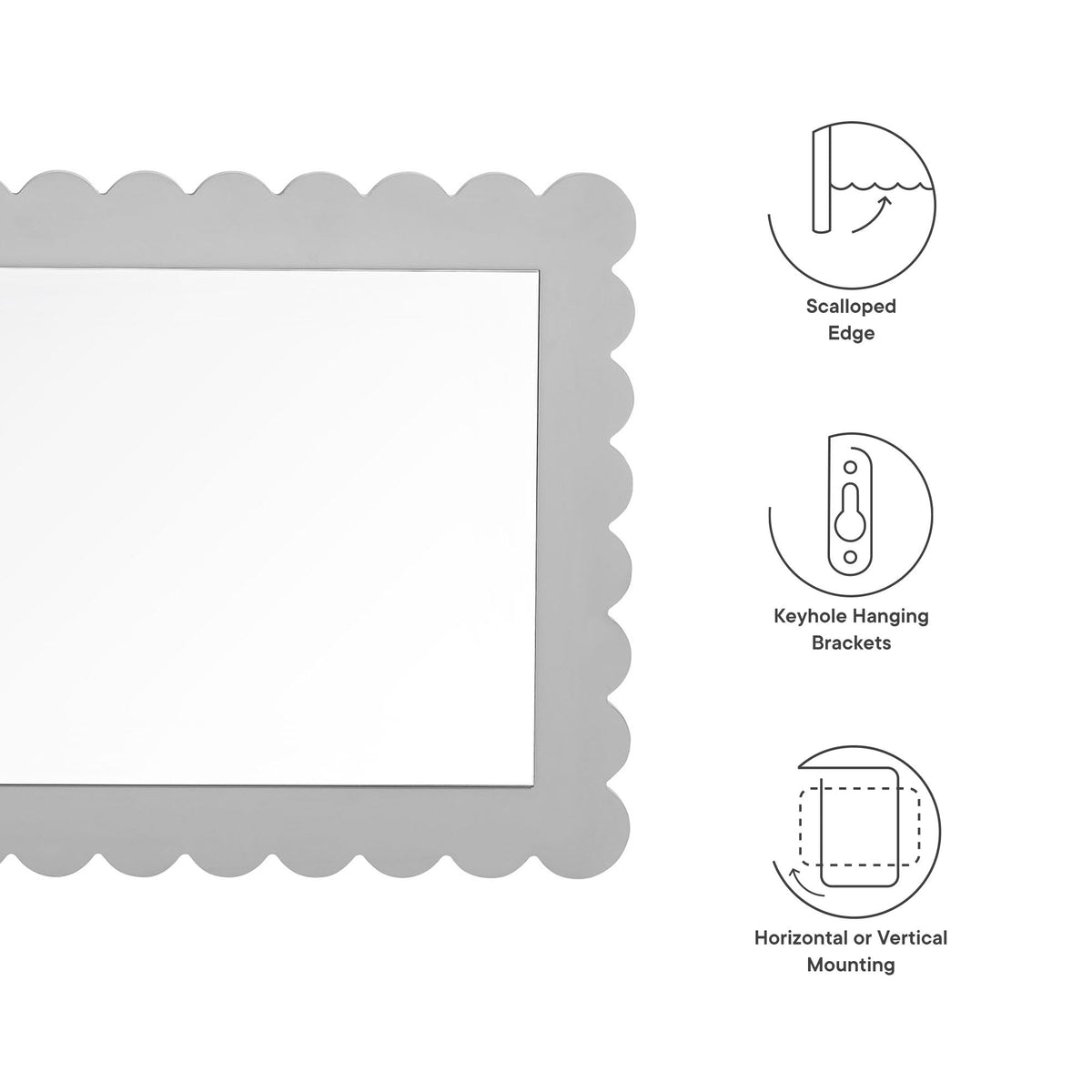 Emmeline Scalloped Rectangle Wall Mirror by Modway, photo 3 of 21