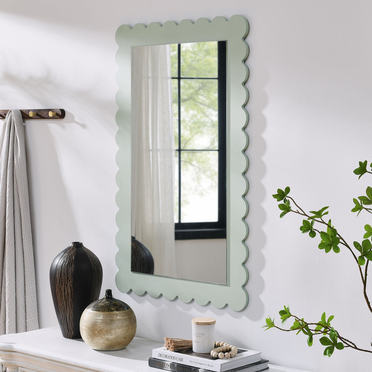Emmeline Scalloped Rectangle Wall Mirror by Modway, photo 8 of 21