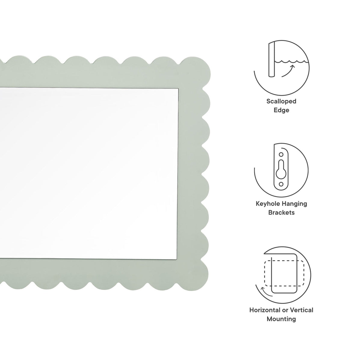Emmeline Scalloped Rectangle Wall Mirror by Modway, photo 16 of 21