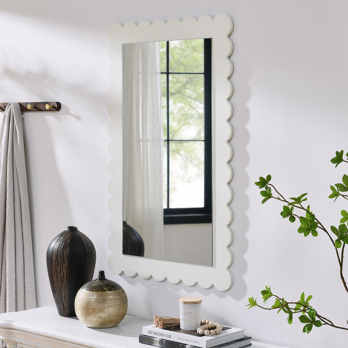 Emmeline Scalloped Rectangle Wall Mirror by Modway, photo 9 of 21