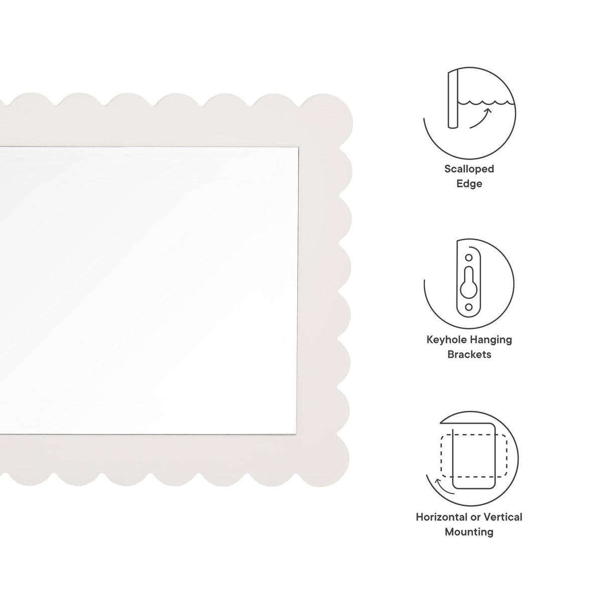 Emmeline Scalloped Rectangle Wall Mirror by Modway, photo 19 of 21
