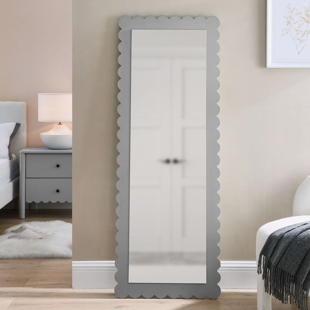 Emmeline Scalloped Rectangle Floor Mirror by Modway, photo 7 of 21