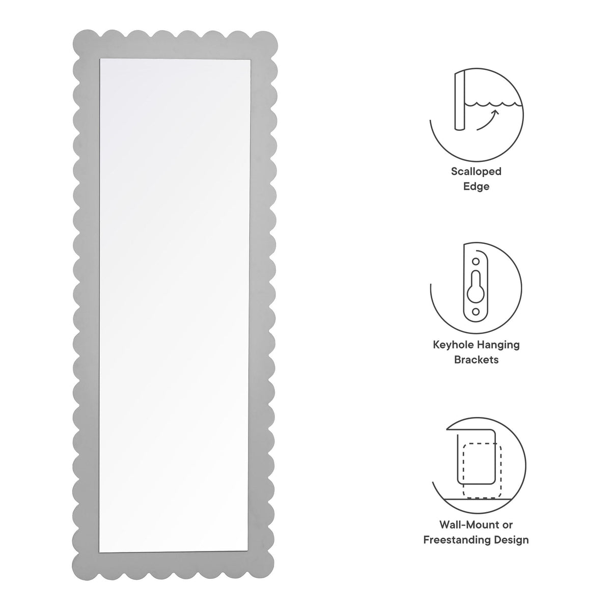 Emmeline Scalloped Rectangle Floor Mirror by Modway, photo 2 of 21