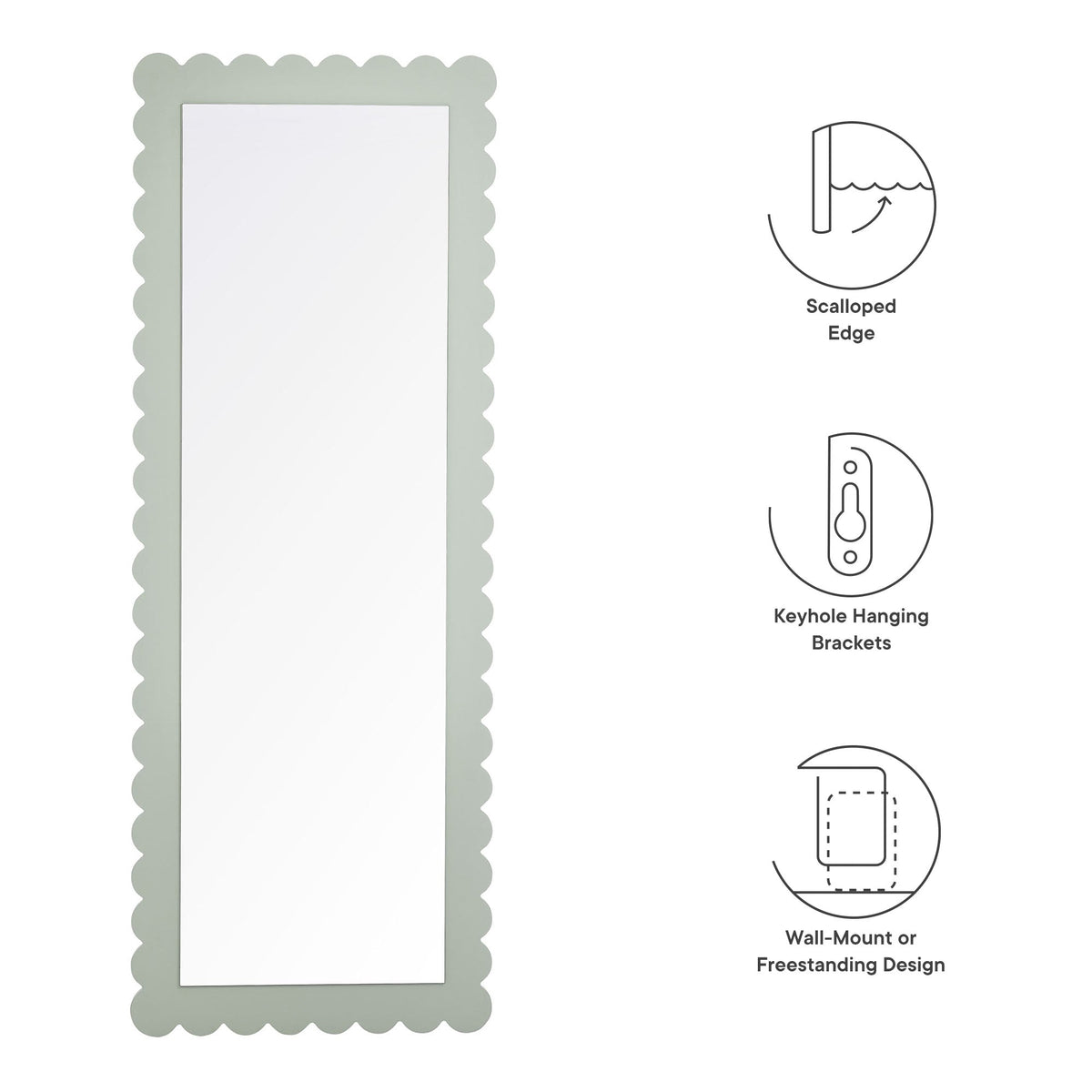 Emmeline Scalloped Rectangle Floor Mirror by Modway, photo 19 of 21
