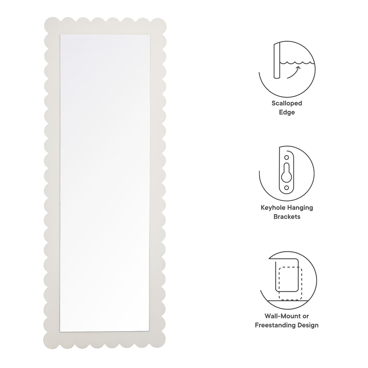 Emmeline Scalloped Rectangle Floor Mirror by Modway, photo 16 of 21