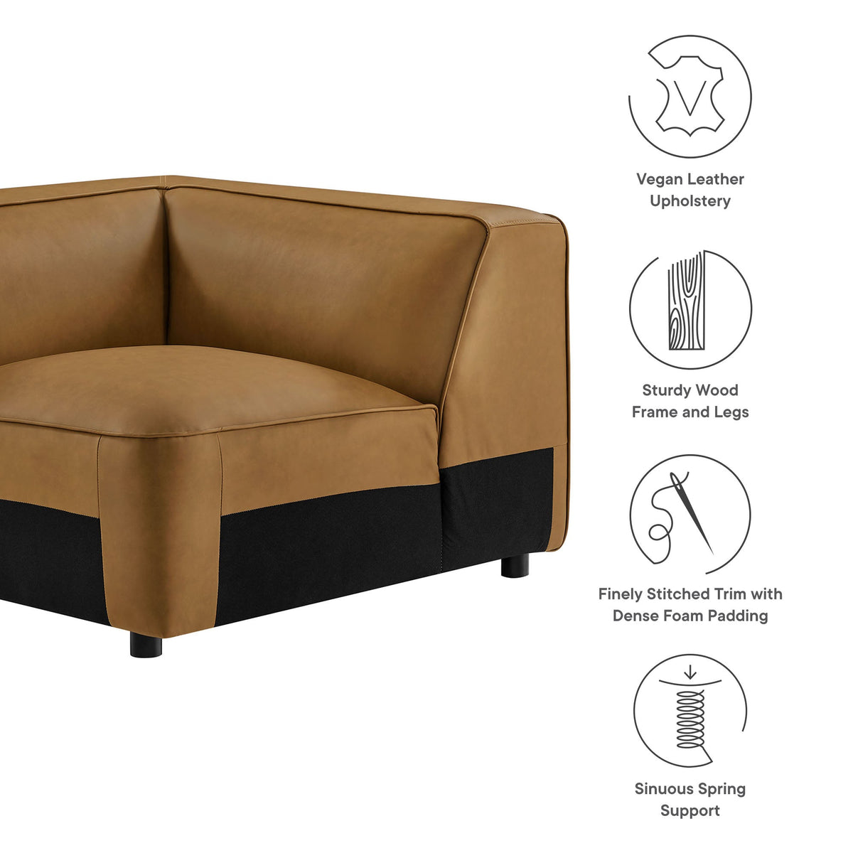 Auren Upholstered Vegan Leather Modular Corner Chair by Modway, photo 3 of 14