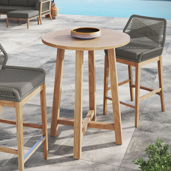 Wellspring 36" Outdoor Patio Teak Wood Bar Table by Modway, photo 2 of 7