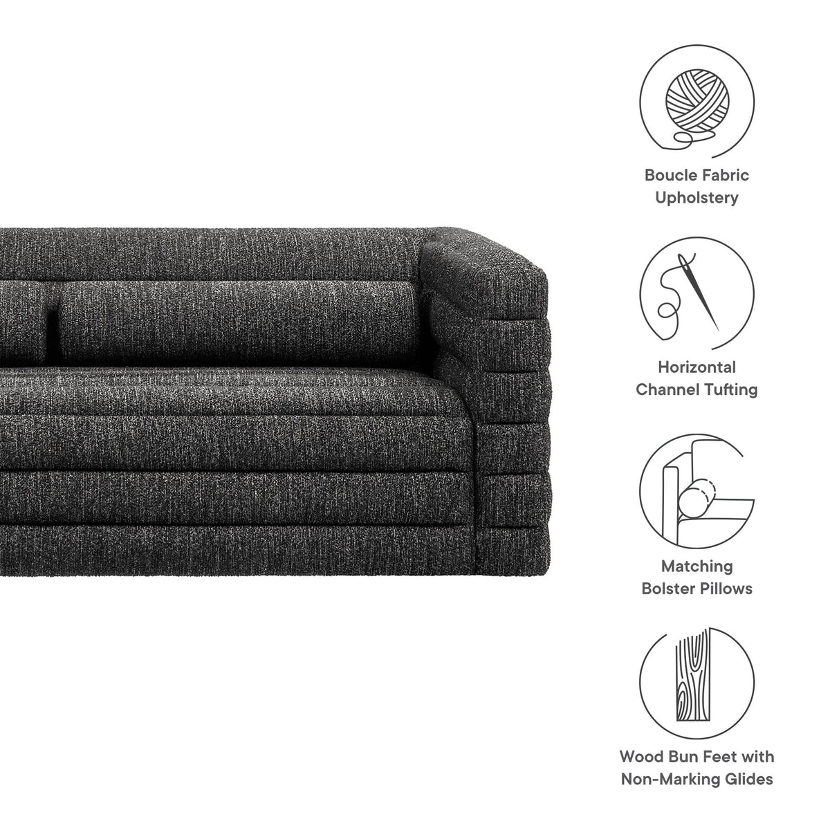 Relle Channel Tufted Boucle Upholstered Sofa by Modway, photo 2 of 14