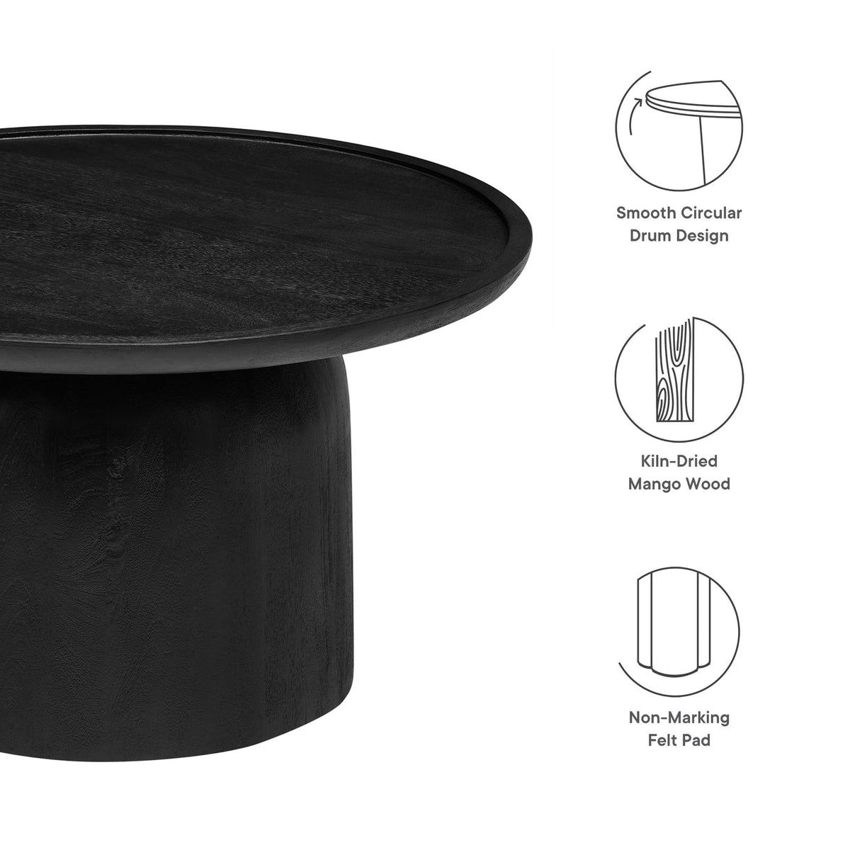 Holloway 30" Round Mango Wood Coffee Table by Modway, photo 3 of 14