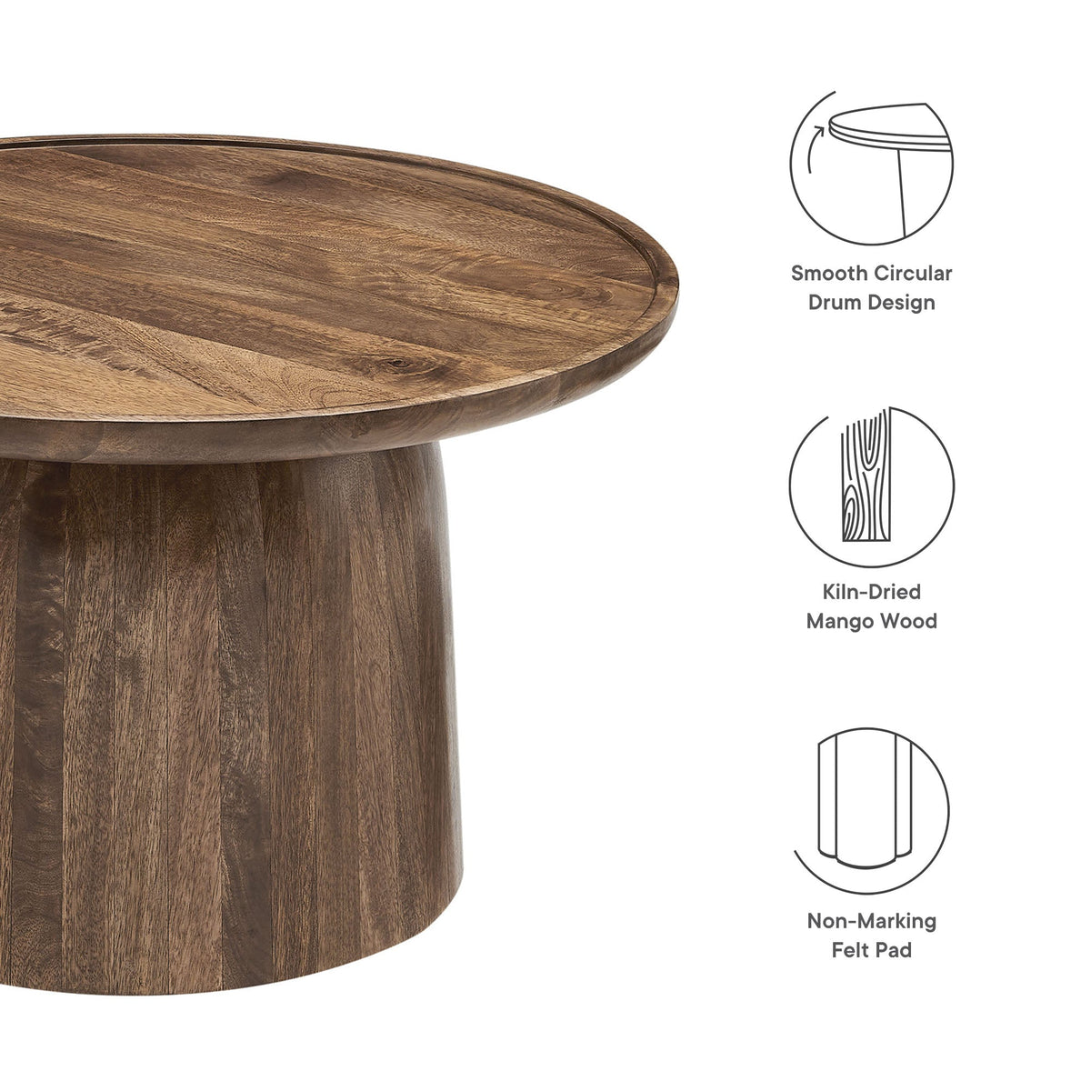 Holloway 30" Round Mango Wood Coffee Table by Modway, photo 13 of 14