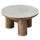 Ellison 33" Round Wood Coffee Table With Marble Top by HouseOfZazla