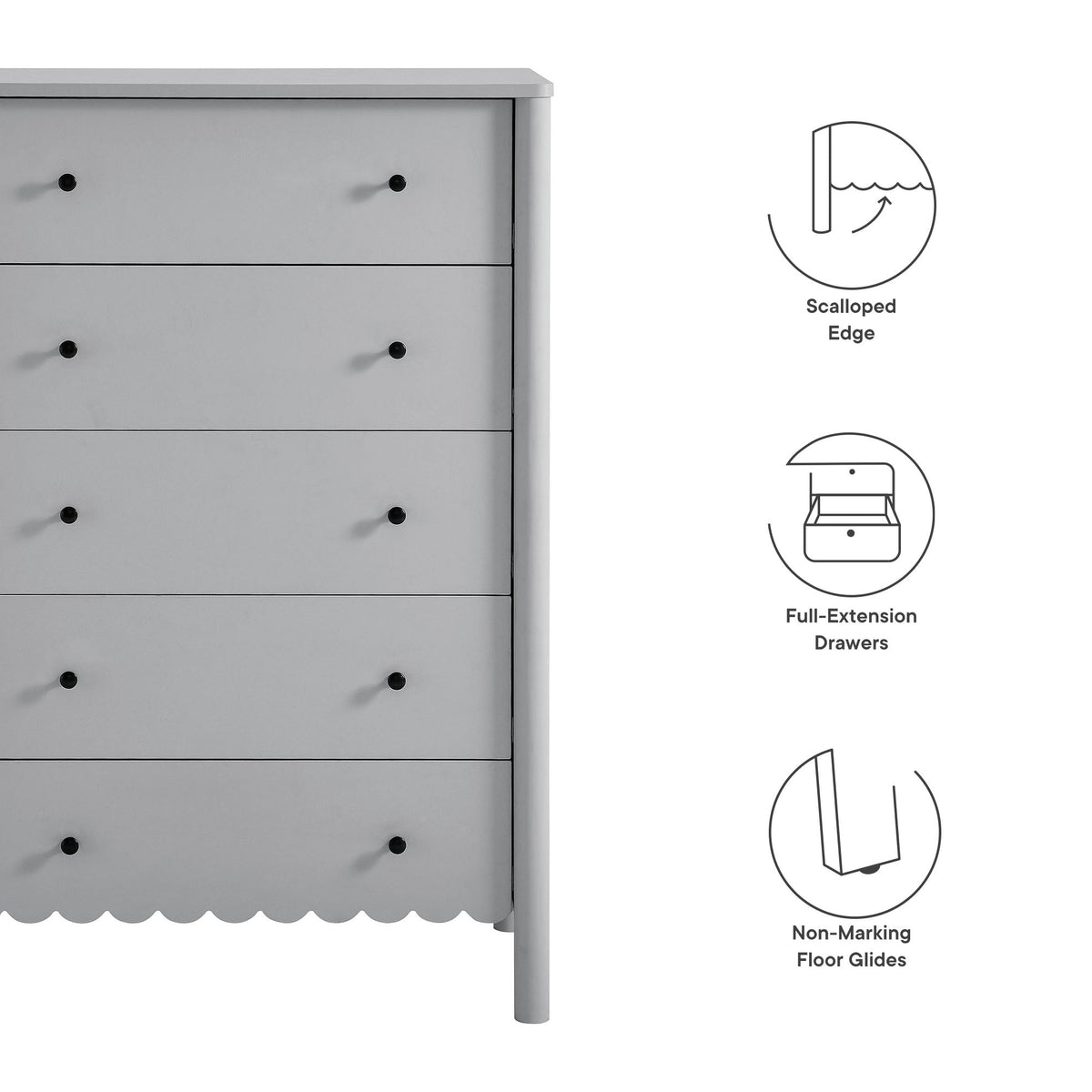 Emmeline Scalloped 5-Drawer Chest by Modway, photo 16 of 21