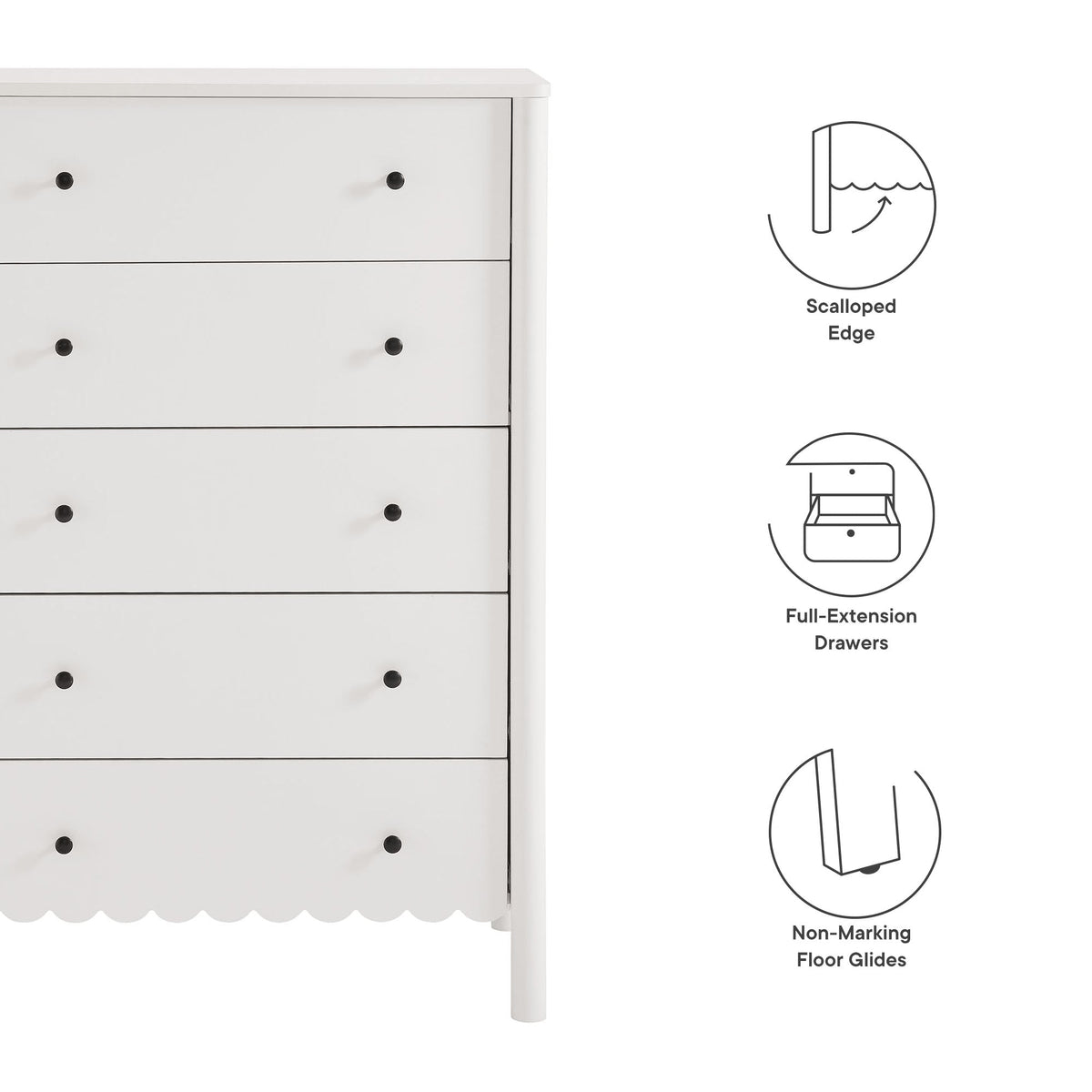 Emmeline Scalloped 5-Drawer Chest by Modway, photo 3 of 21