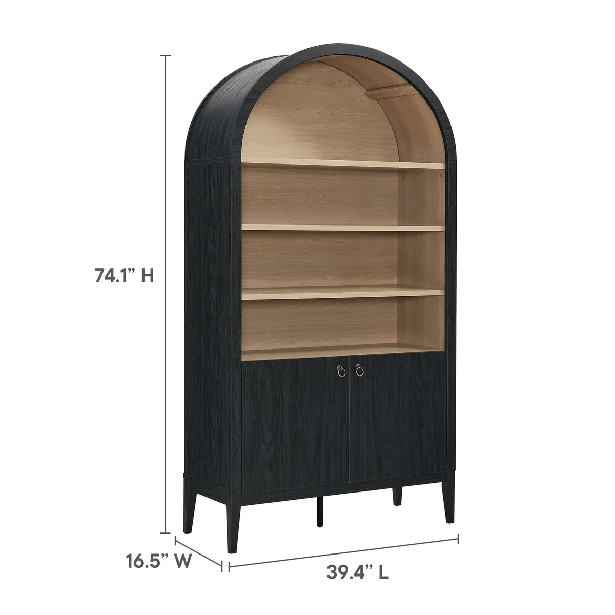 Nolan 74" Tall Wide Arched Storage Display Cabinet Bookshelf by Modway, photo 25 of 28