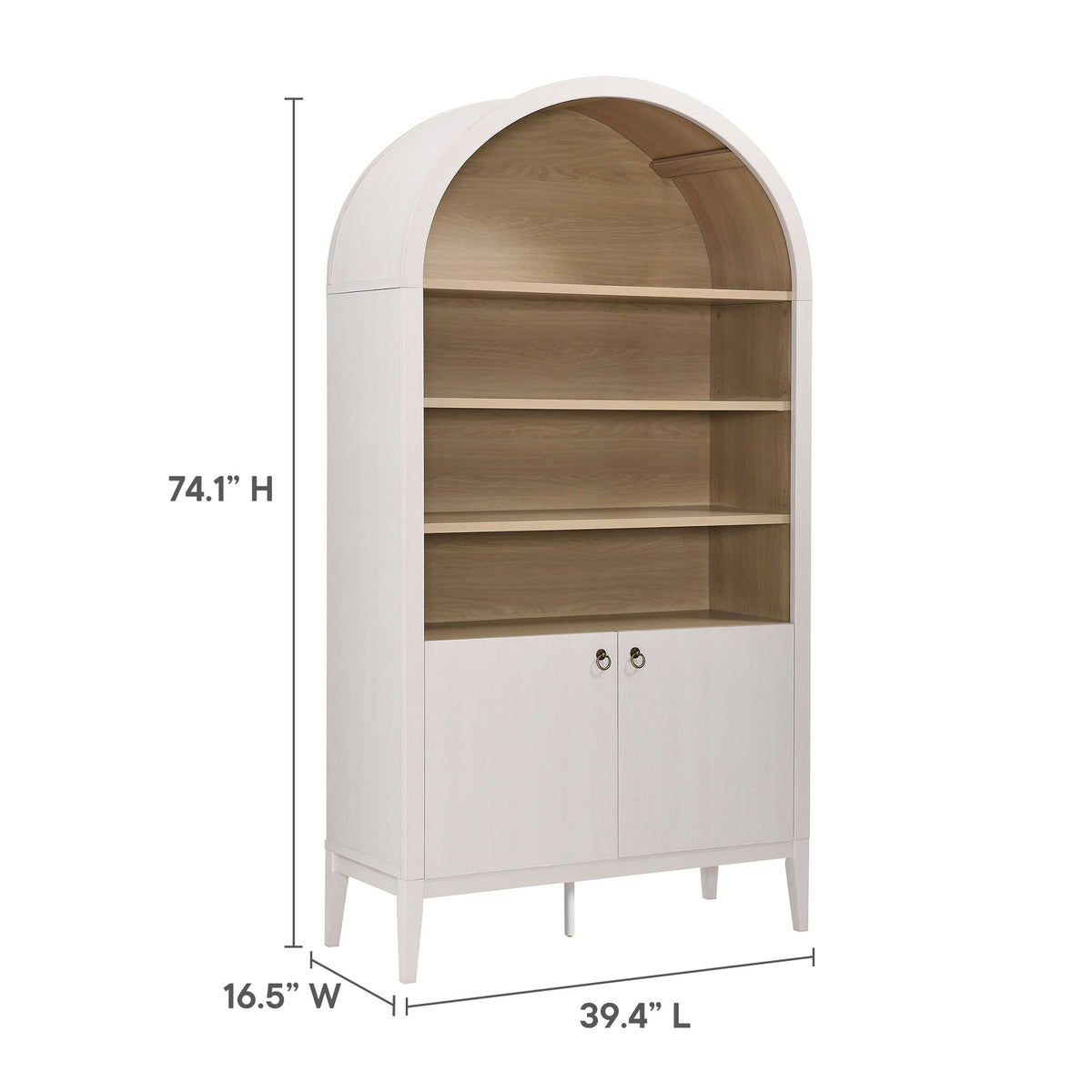Nolan 74" Tall Wide Arched Storage Display Cabinet Bookshelf by Modway, photo 3 of 28