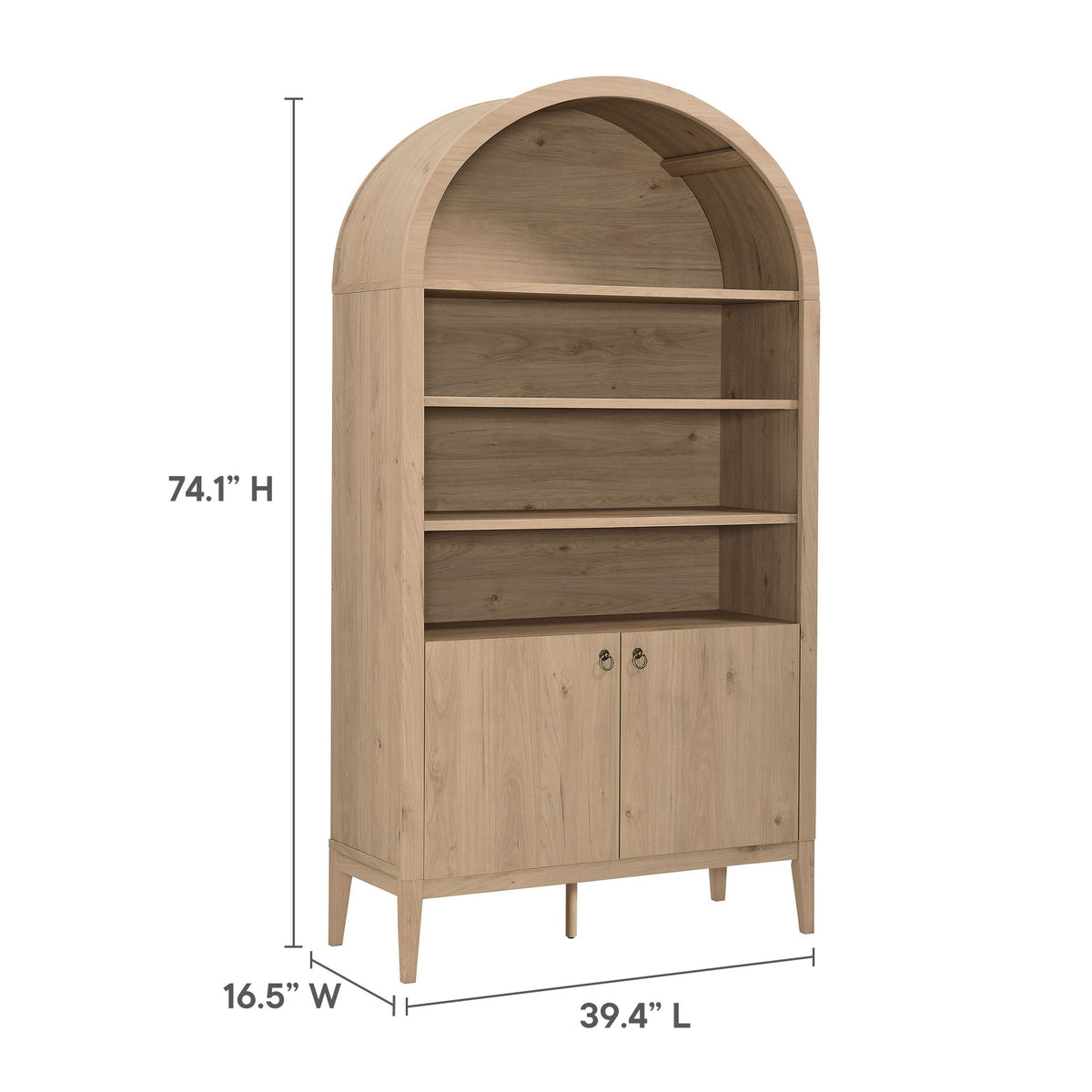 Nolan 74" Tall Wide Arched Storage Display Cabinet Bookshelf by Modway, photo 20 of 28