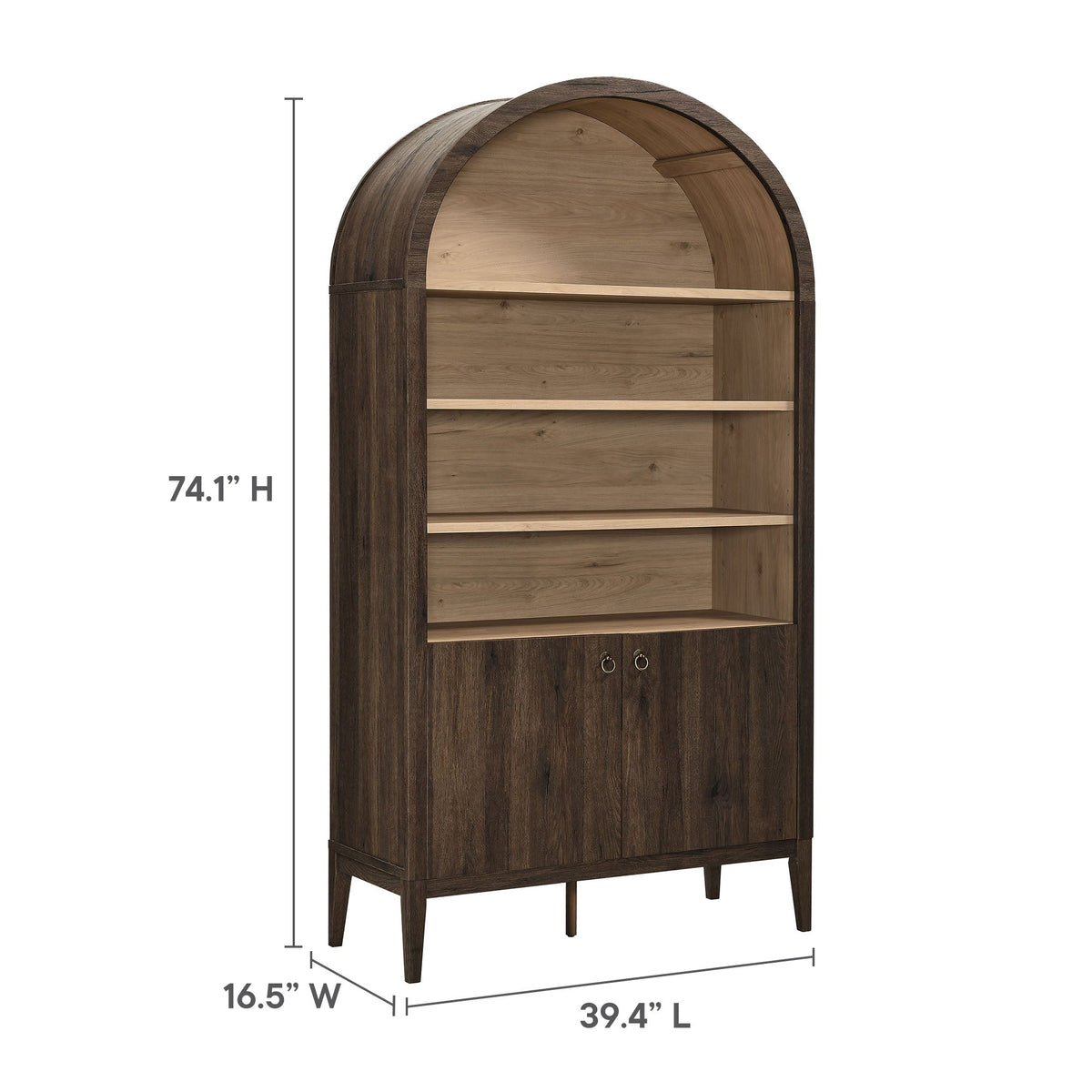 Nolan 74" Tall Wide Arched Storage Display Cabinet Bookshelf by Modway, photo 24 of 28