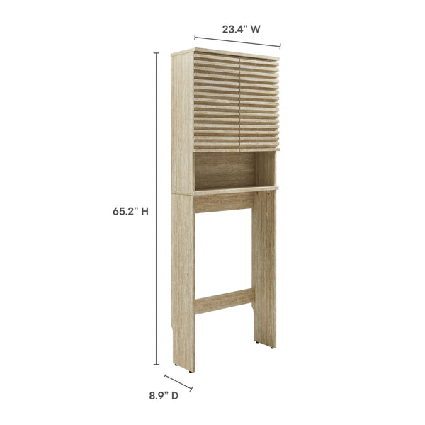 Render Over the Toilet Faux Travertine Bathroom Storage Cabinet by Modway, photo 2 of 7