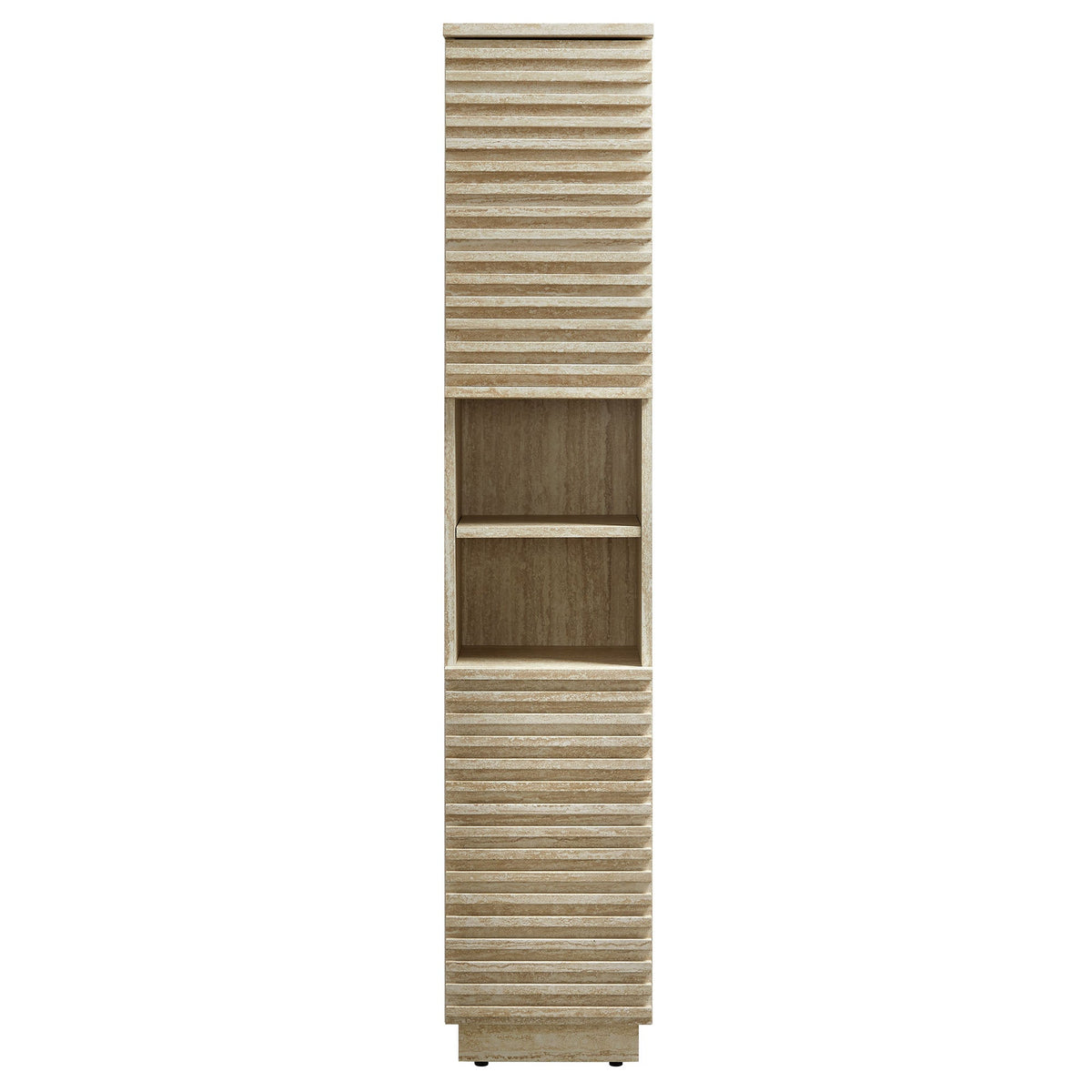 Render Tall Narrow Faux Travertine Linen Storage Cabinet, photo 5 of 7
