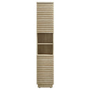 Render Tall Narrow Faux Travertine Linen Storage Cabinet by HouseOfZazla