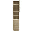 Render Tall Narrow Faux Travertine Linen Storage Cabinet by HouseOfZazla