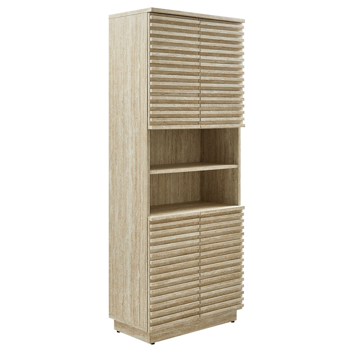 Render Tall Faux Travertine Linen Storage Cabinet by Modway