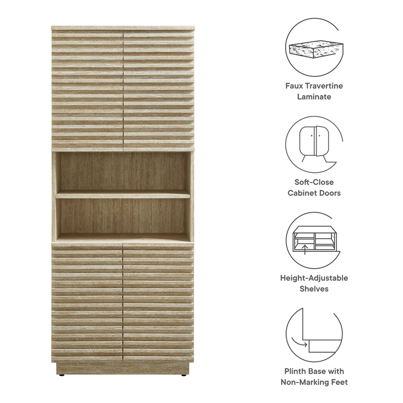 Render Tall Faux Travertine Linen Storage Cabinet by Modway, photo 2 of 7