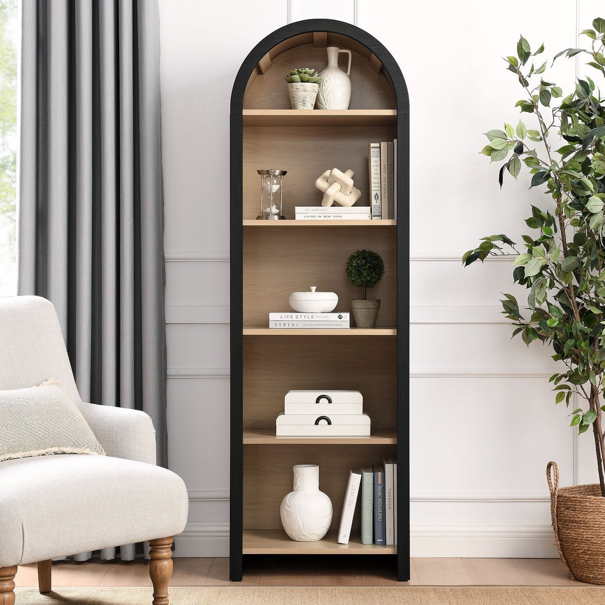 Evie Arched Narrow Bookcase Display Cabinet by Modway, photo 7 of 7