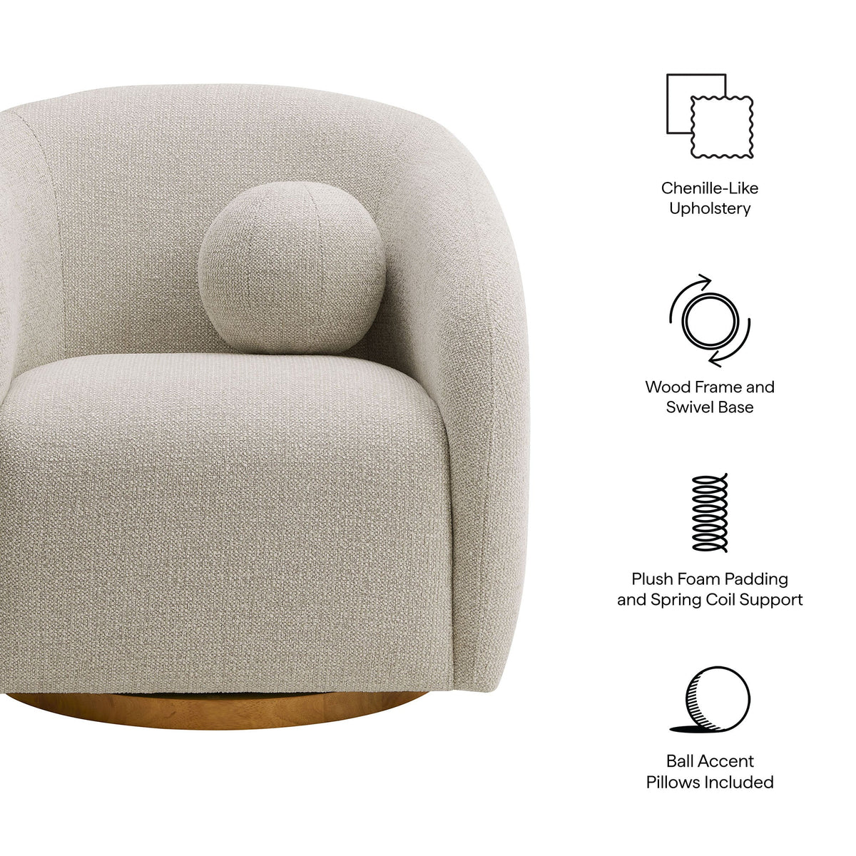 Holland Swivel Chenille Fabric Armchair by Modway, photo 18 of 21